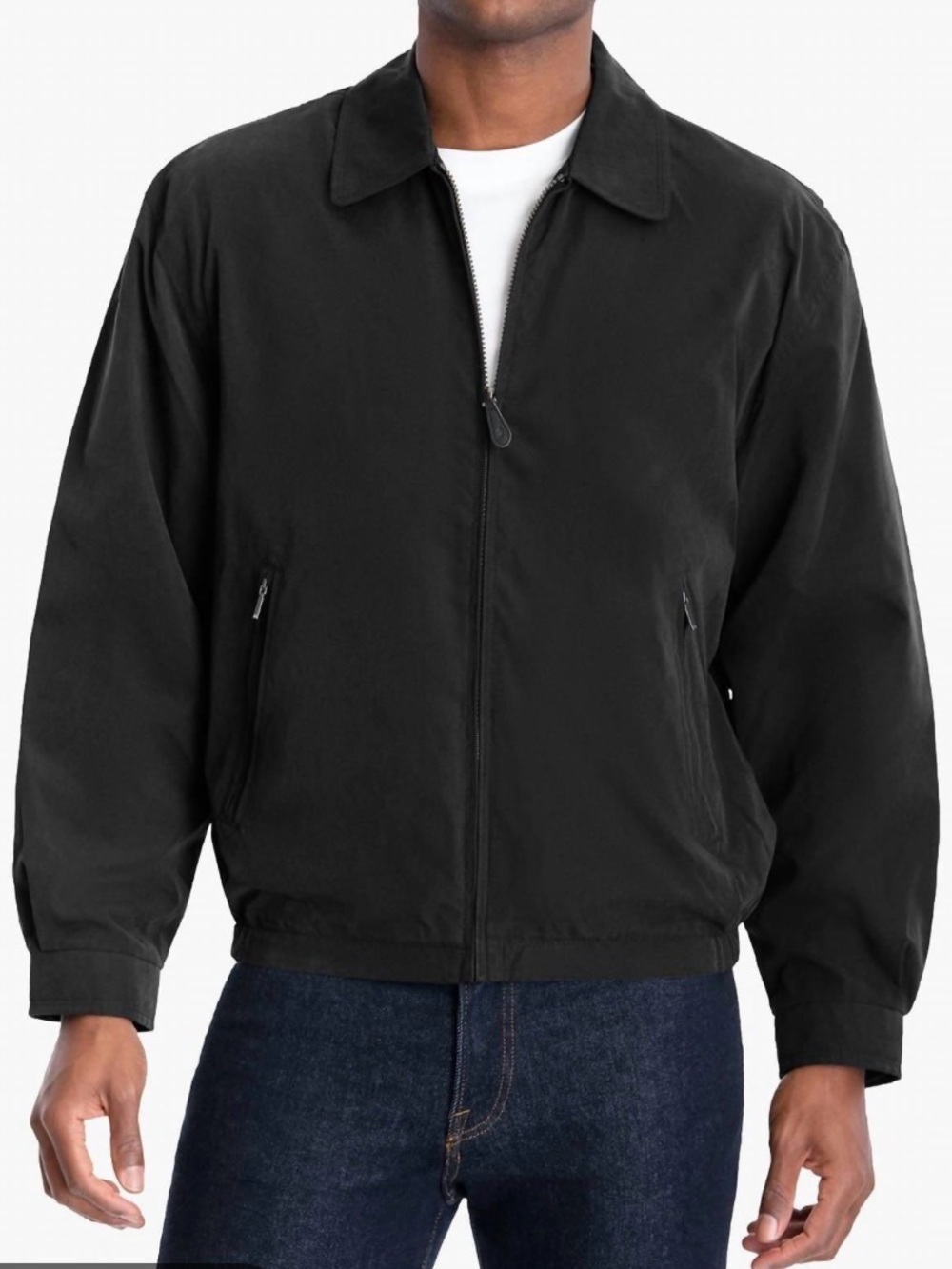 London Fog Black Zip-Front Bomber Jacket for Golf and outings Sz L
